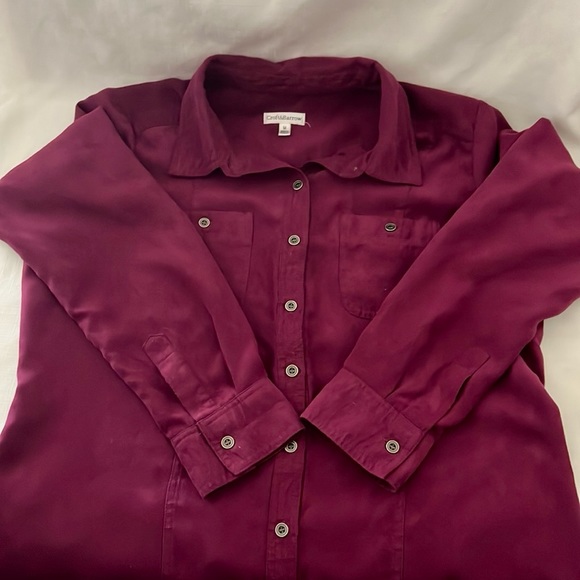 Croft & Barrow~2~Button Front Shirts / Green & Raspberry - Picture 15 of 16